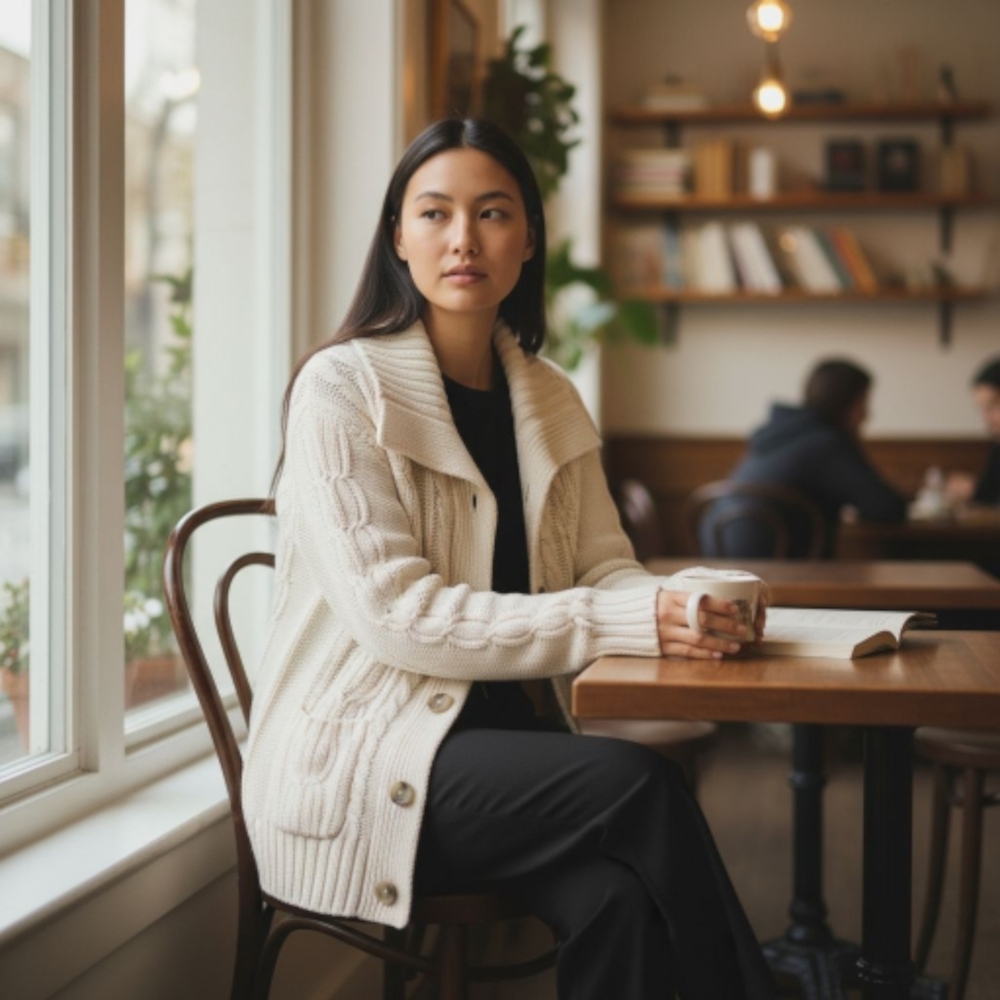 St. John's Bay Cream Cable Knit Cardigan